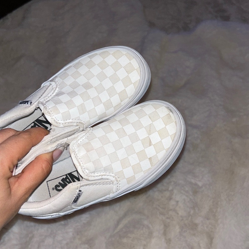 Toddler white checkered vans